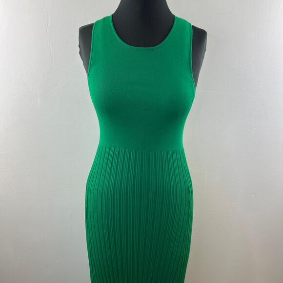 MARINA MOSCONE COLLECTIVE Green Sleeveless Scoop Neck Ribbed Knit Dress Size S - Picture 3 of 10